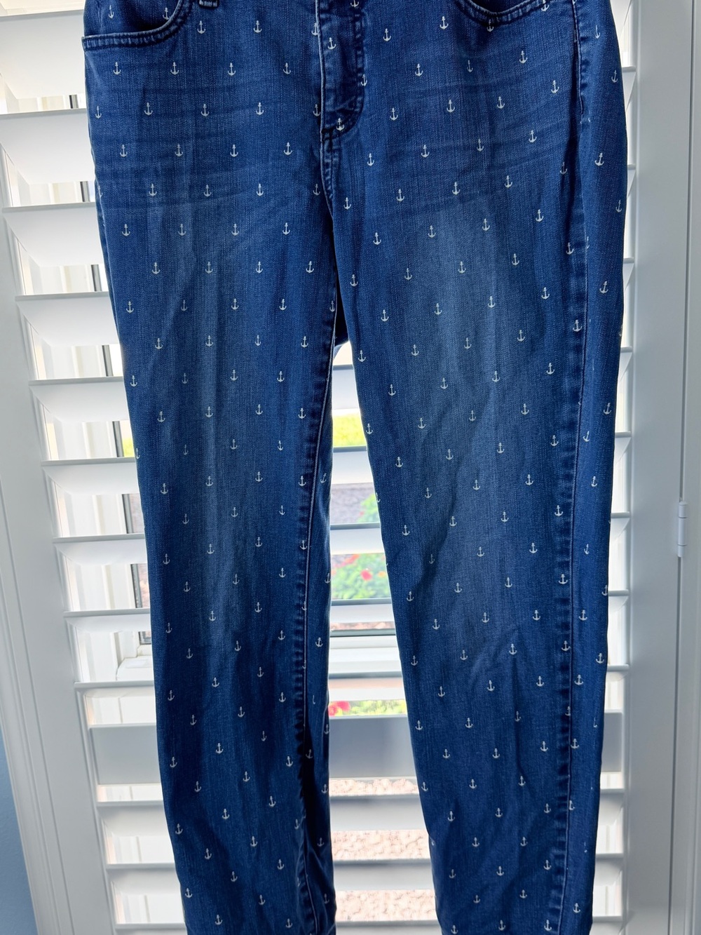Talbots Navy Jeans with White Anchor Print
